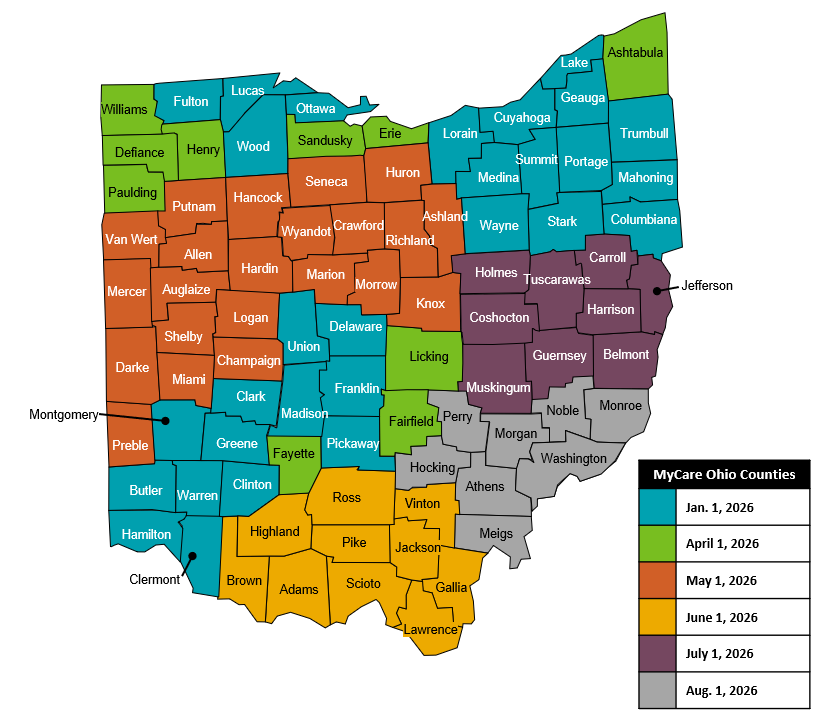 Map of Ohio counties