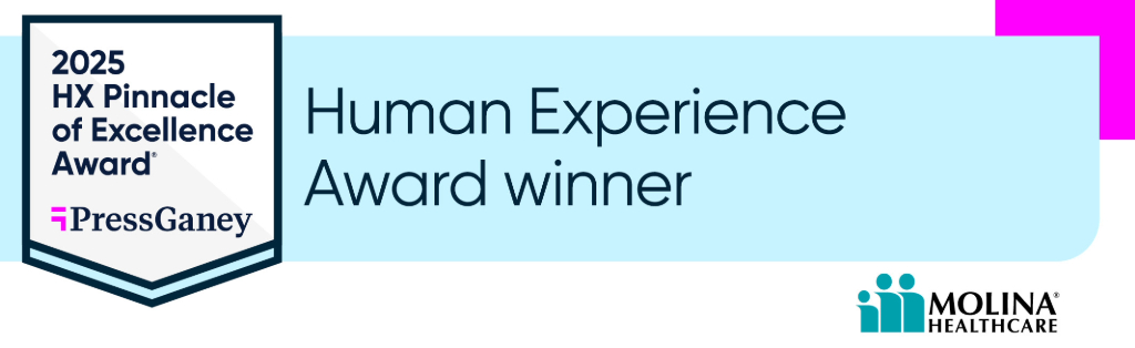 A web banner showing Press Ganey 2025 HX Pinnacle of Excellence Award - Human Experience Award Winner