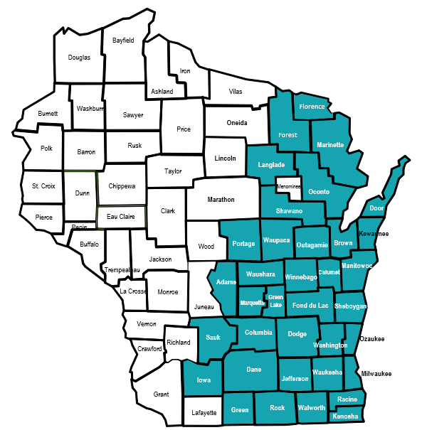 Molina Healthcare of Wisconsin service area map